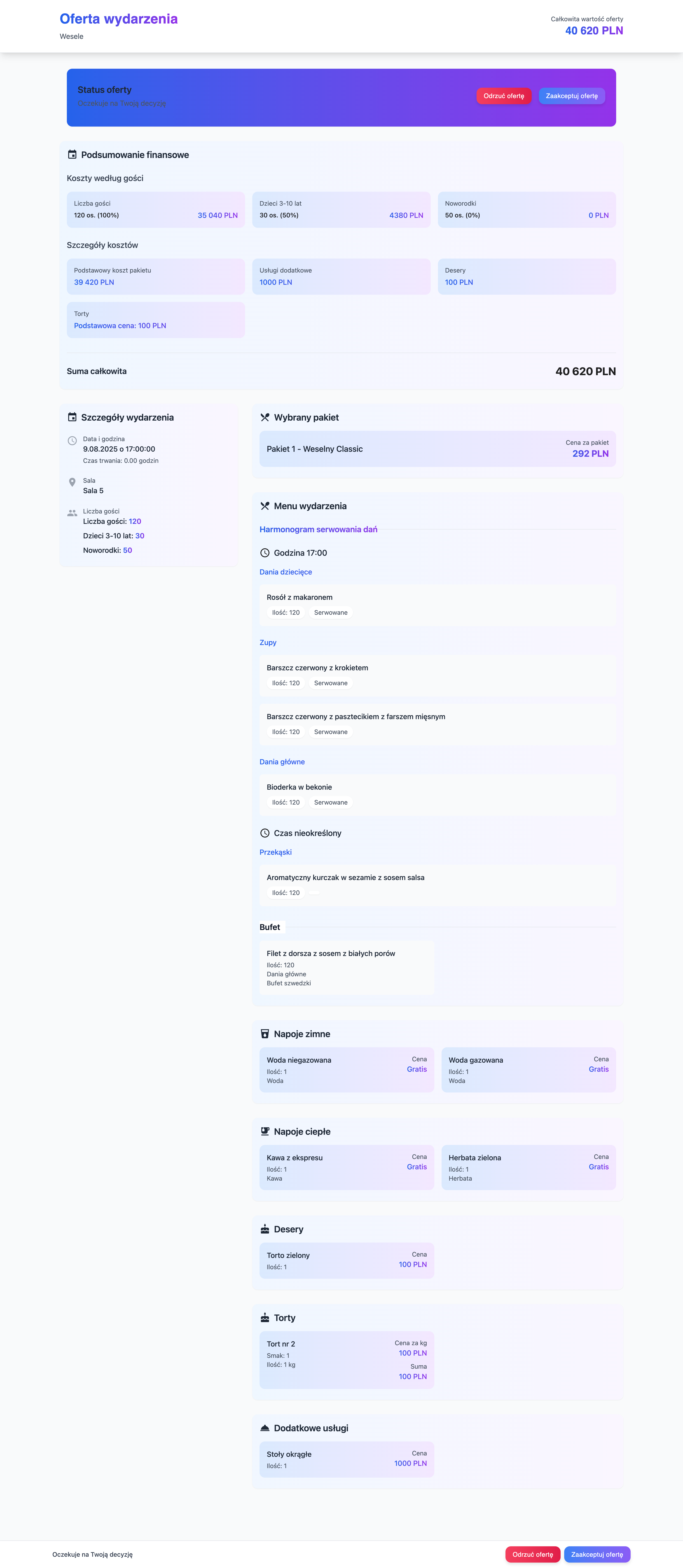 Akceptacja oferty przez klienta